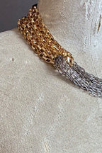 Collar Nudo Corto Dorado/Plateado Eslabones