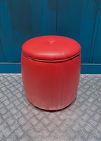 Puf Vintage Piel Rojo