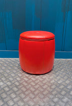 Puf Vintage Piel Rojo