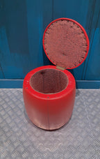 Puf Vintage Piel Rojo