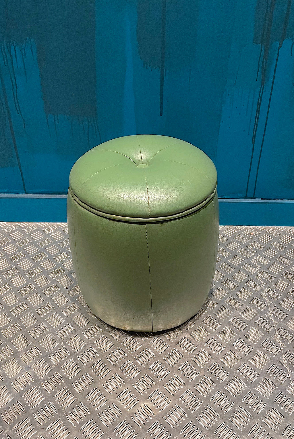 Puf Vintage Piel Verde