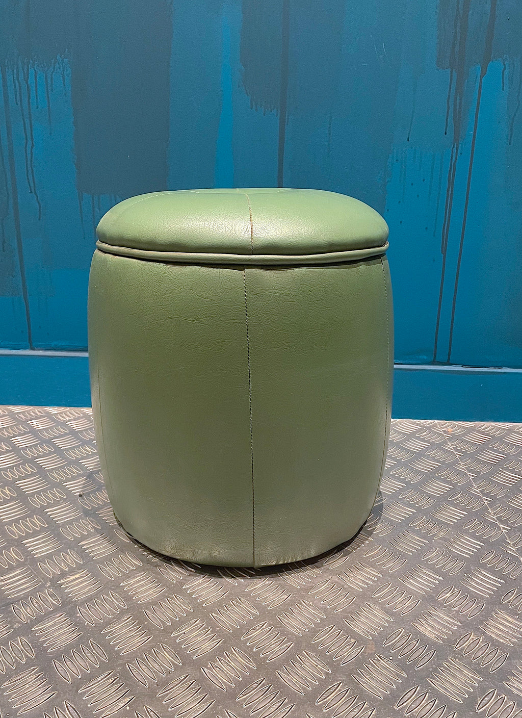 Puf Vintage Piel Verde
