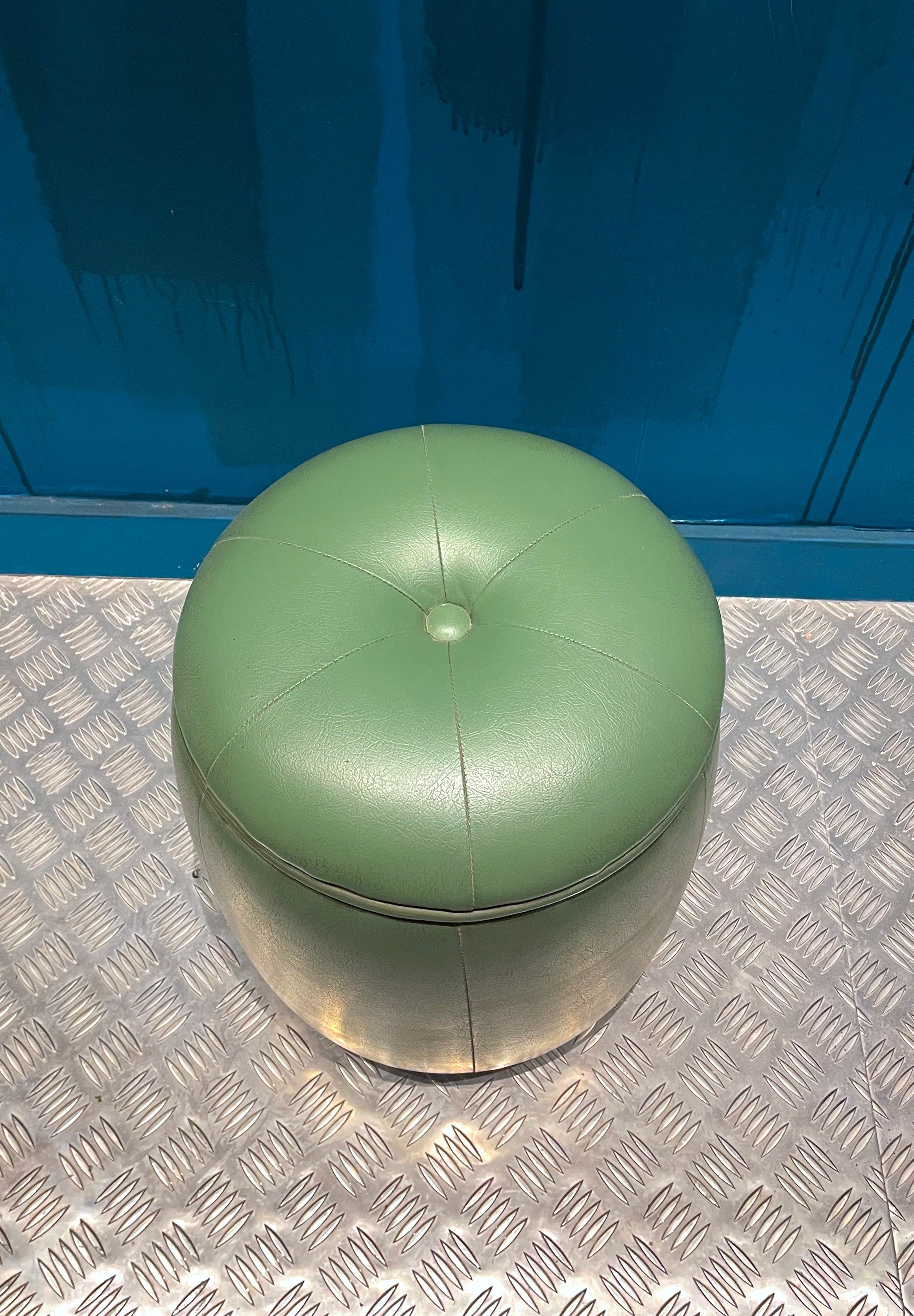 Puf Vintage Piel Verde