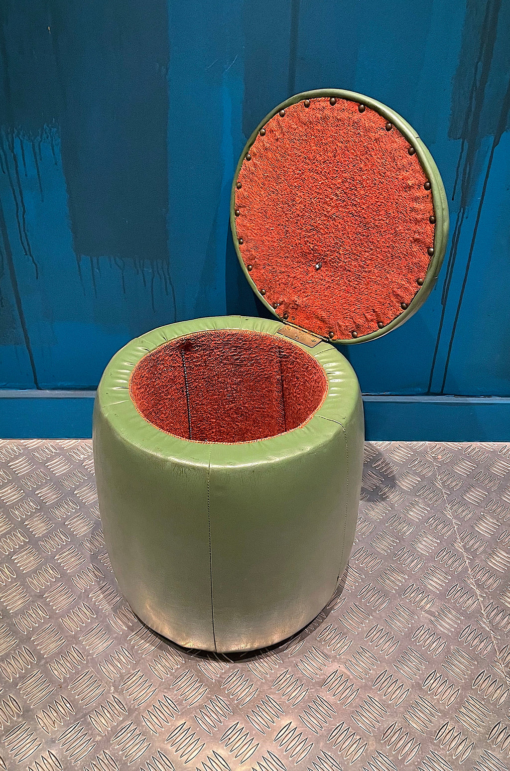 Puf Vintage Piel Verde