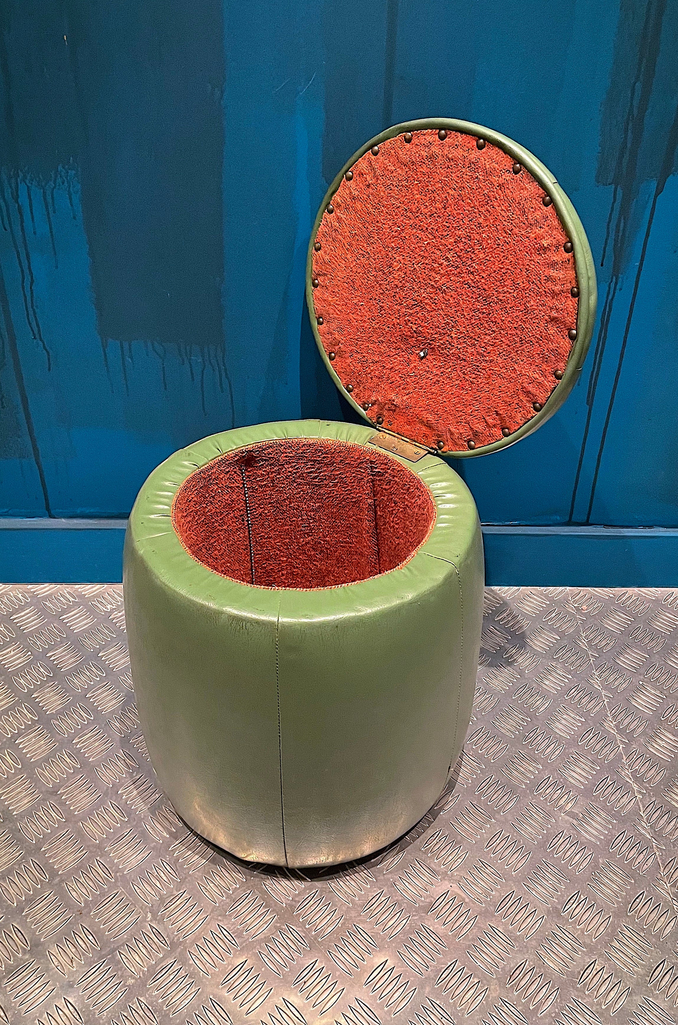 Puf Vintage Piel Verde