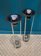 Ceniceros de pie vintage de metal cromado estilo Space Age.