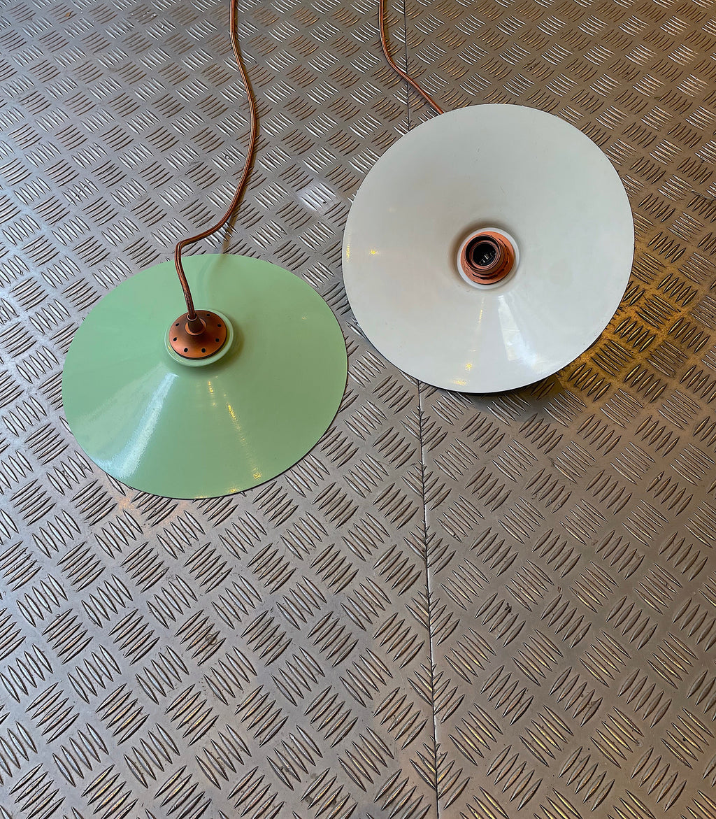 Lámparas Vintage de techo. Industriales en Verde Menta- Años 50-60