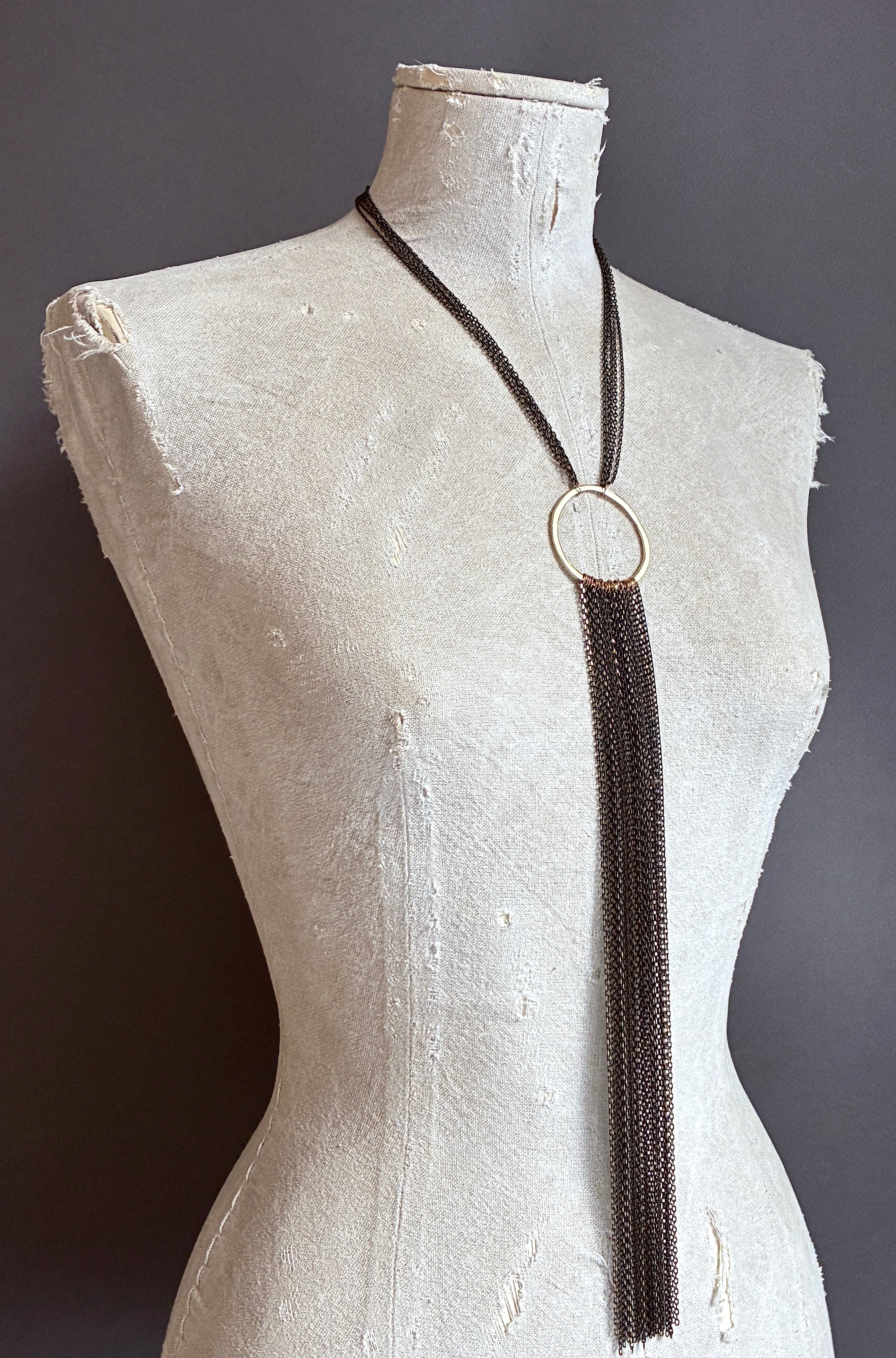 Collar Y Cascada Large/Negro-Dorado