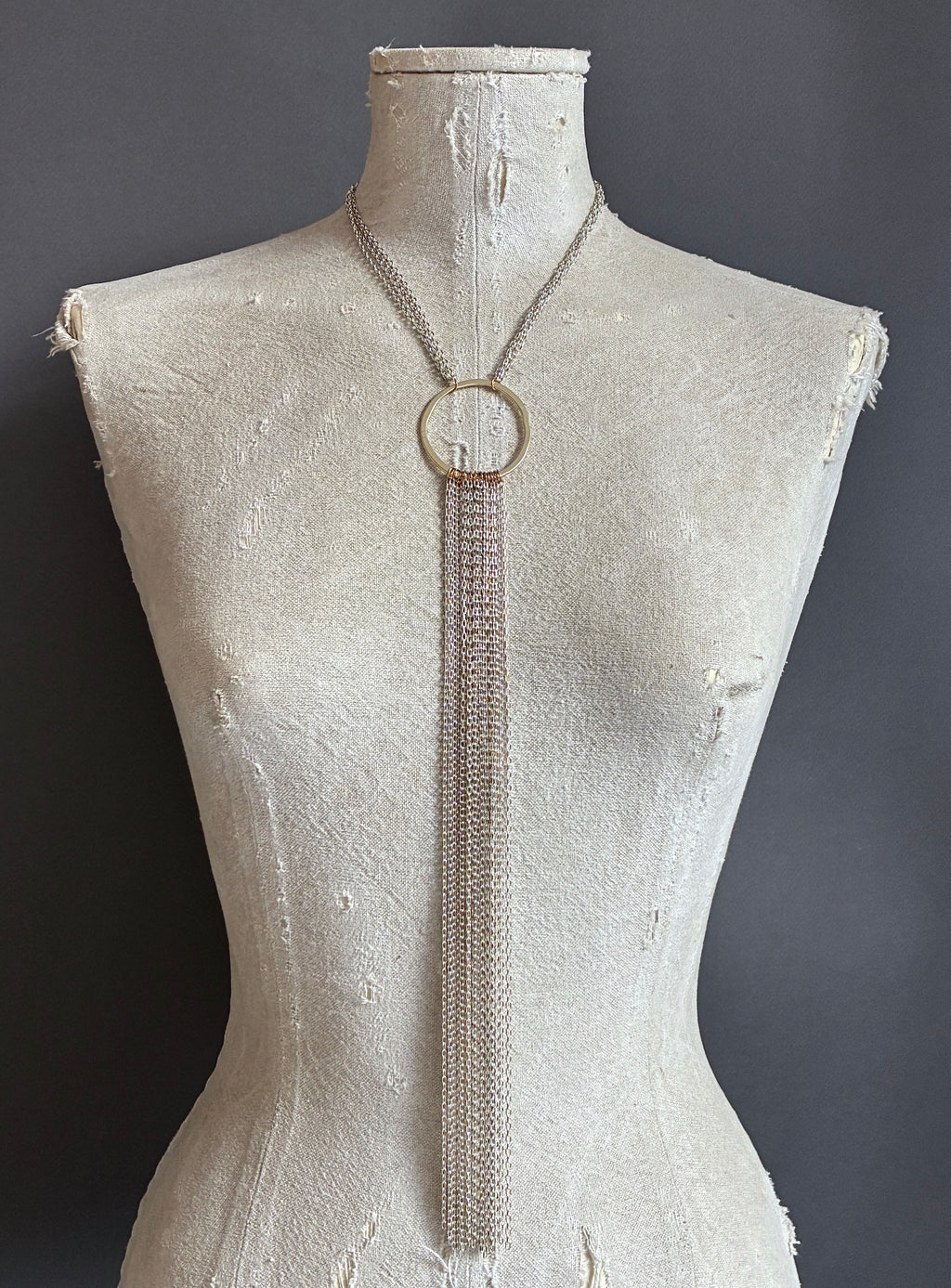 Collar Y Cascada Large/Plateado reflejos Dorados