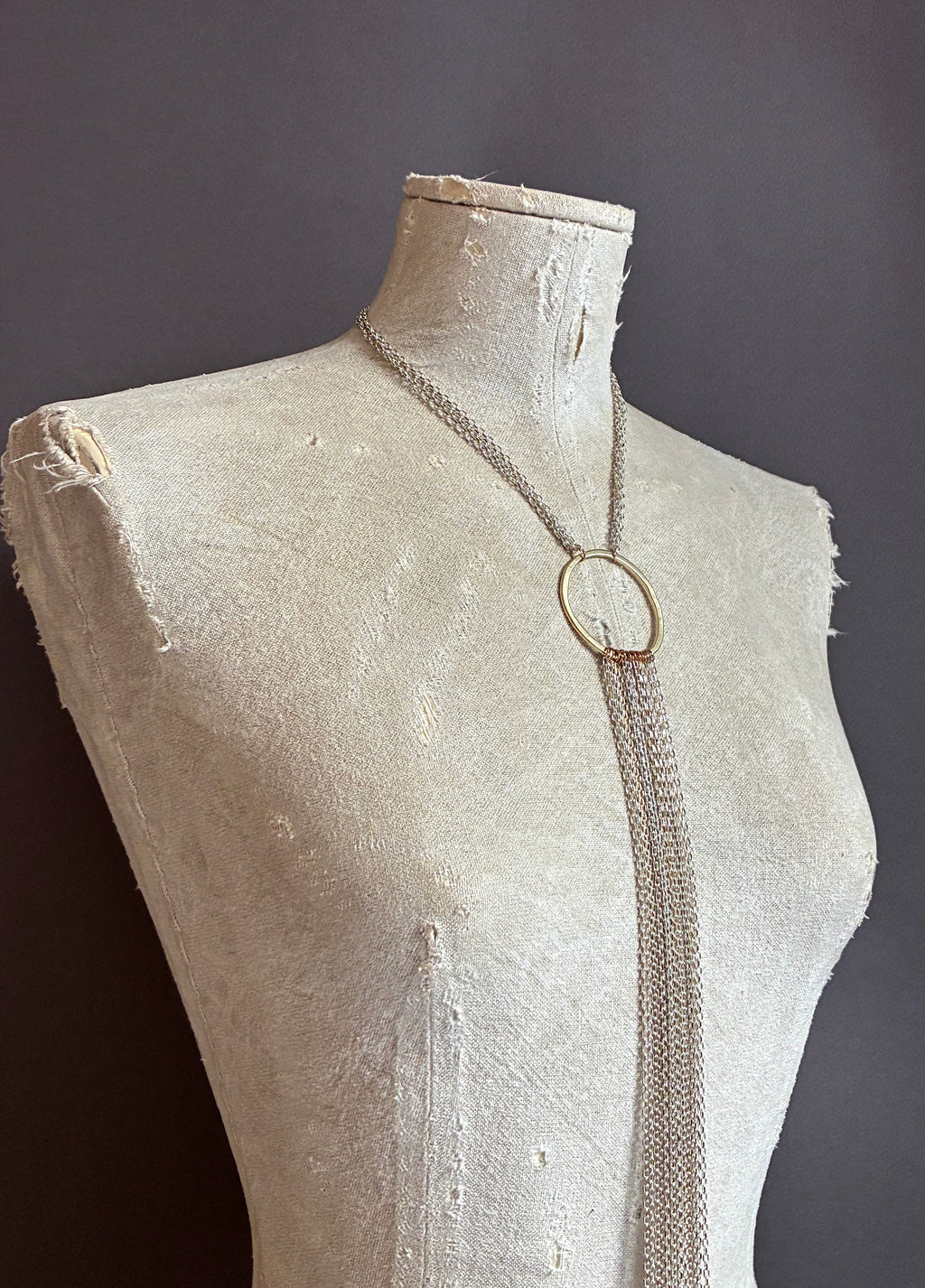 Collar Y Cascada Large/Plateado reflejos Dorados