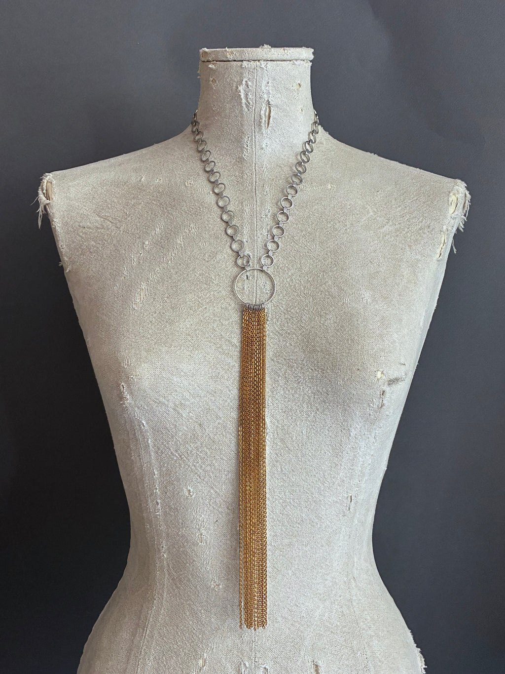 Collar Y Cascada Medium Plateado/Dorado