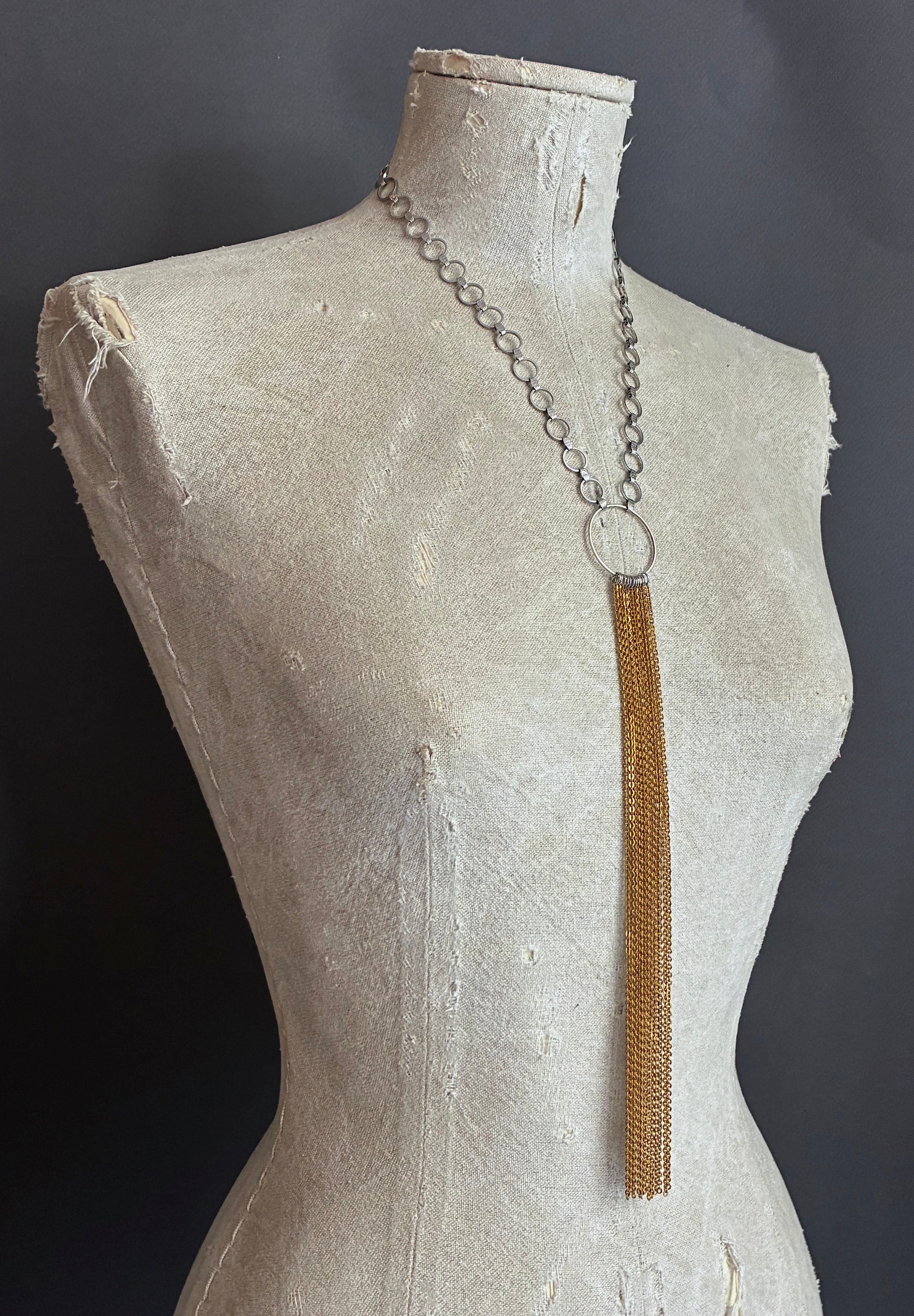 Collar Y Cascada Medium Plateado/Dorado