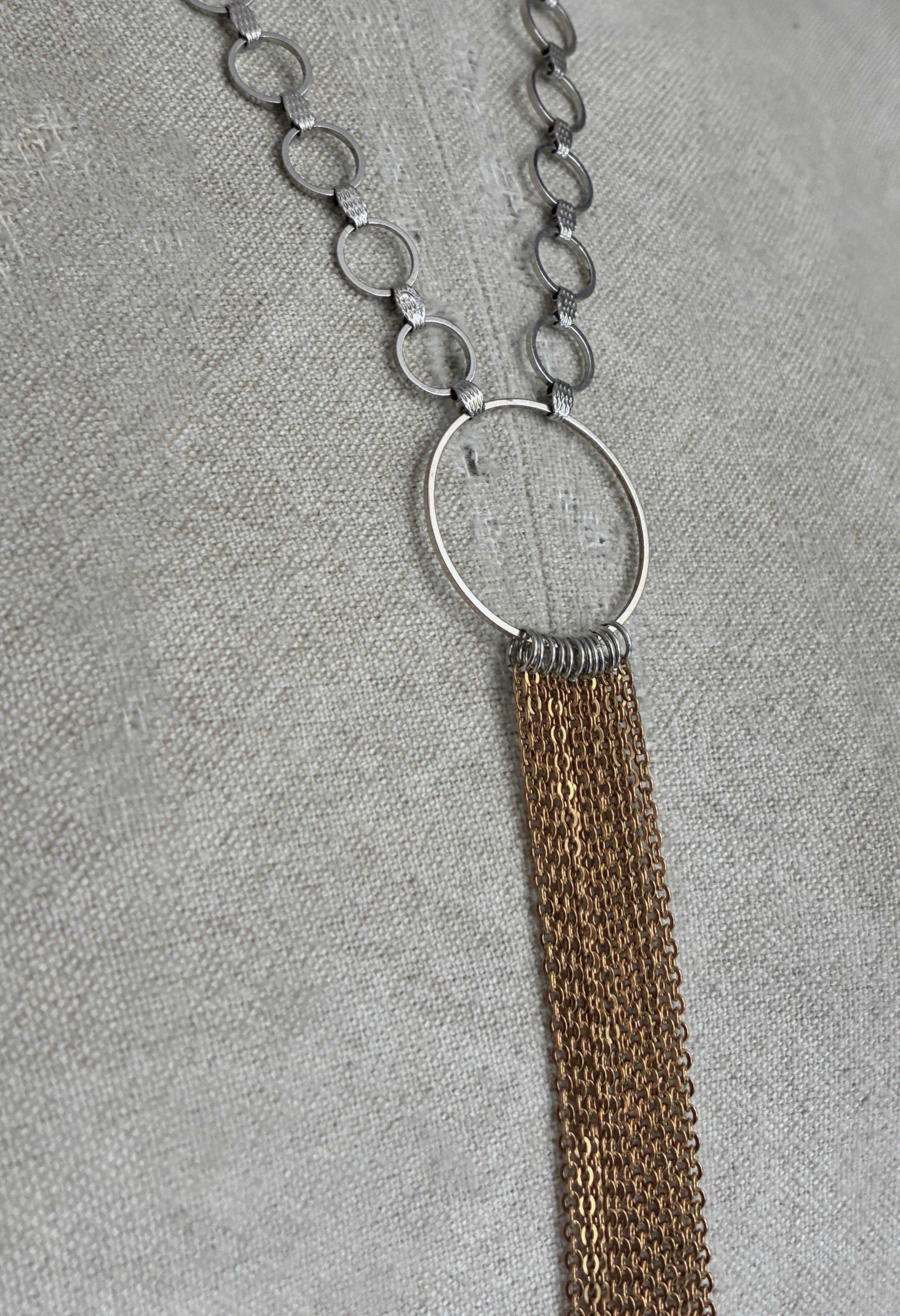 Collar Y Cascada Medium Plateado/Dorado