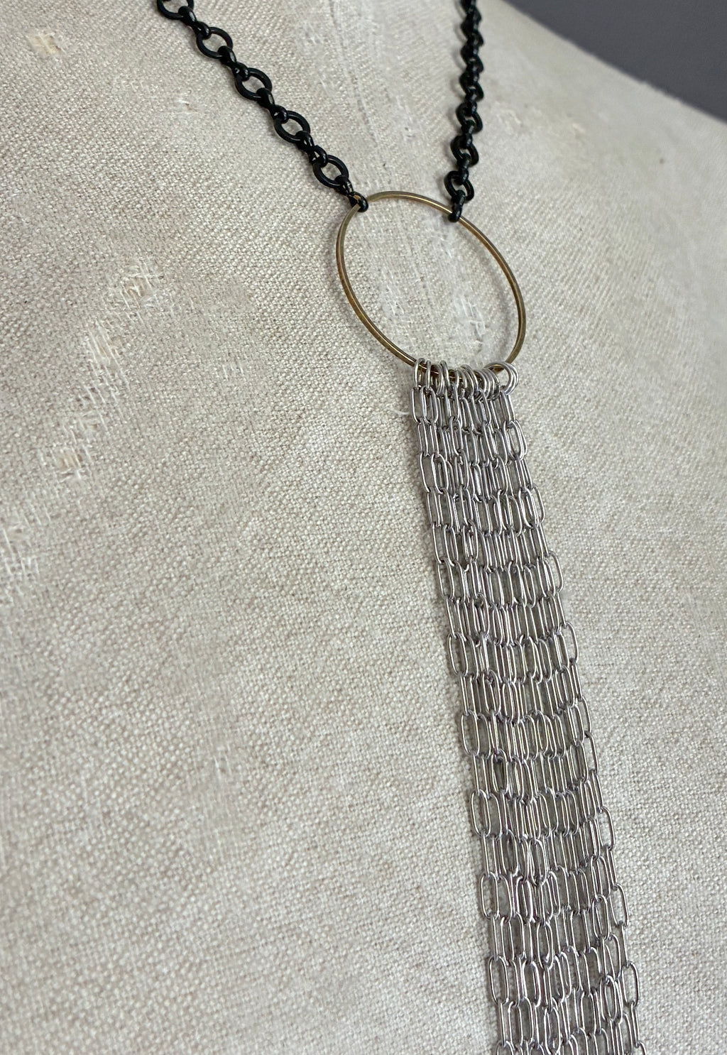 Collar Y Cascada Medium Negro/Plateado