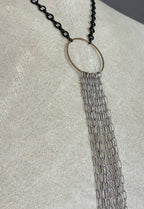Collar Y Cascada Medium Negro/Plateado