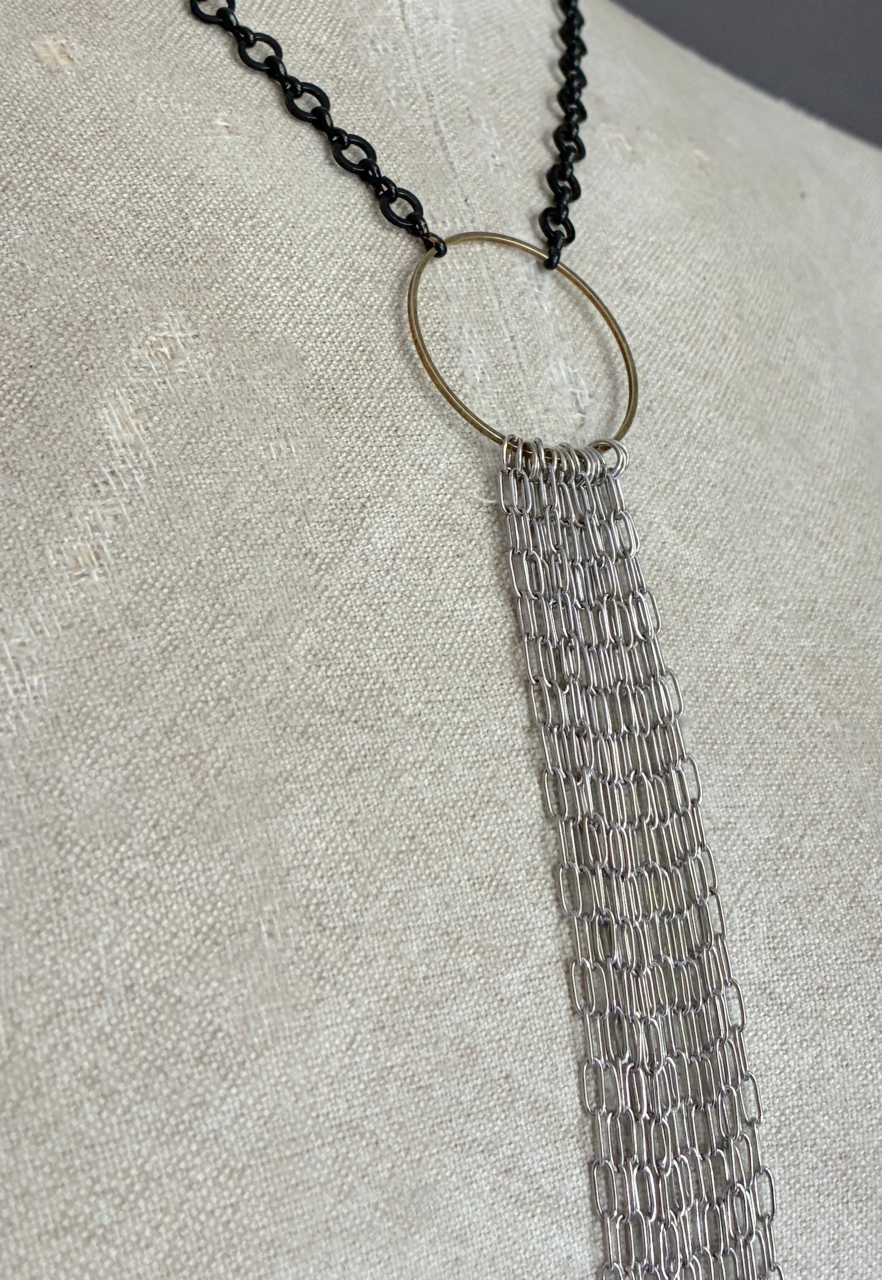 Collar Y Cascada Medium Negro/Plateado