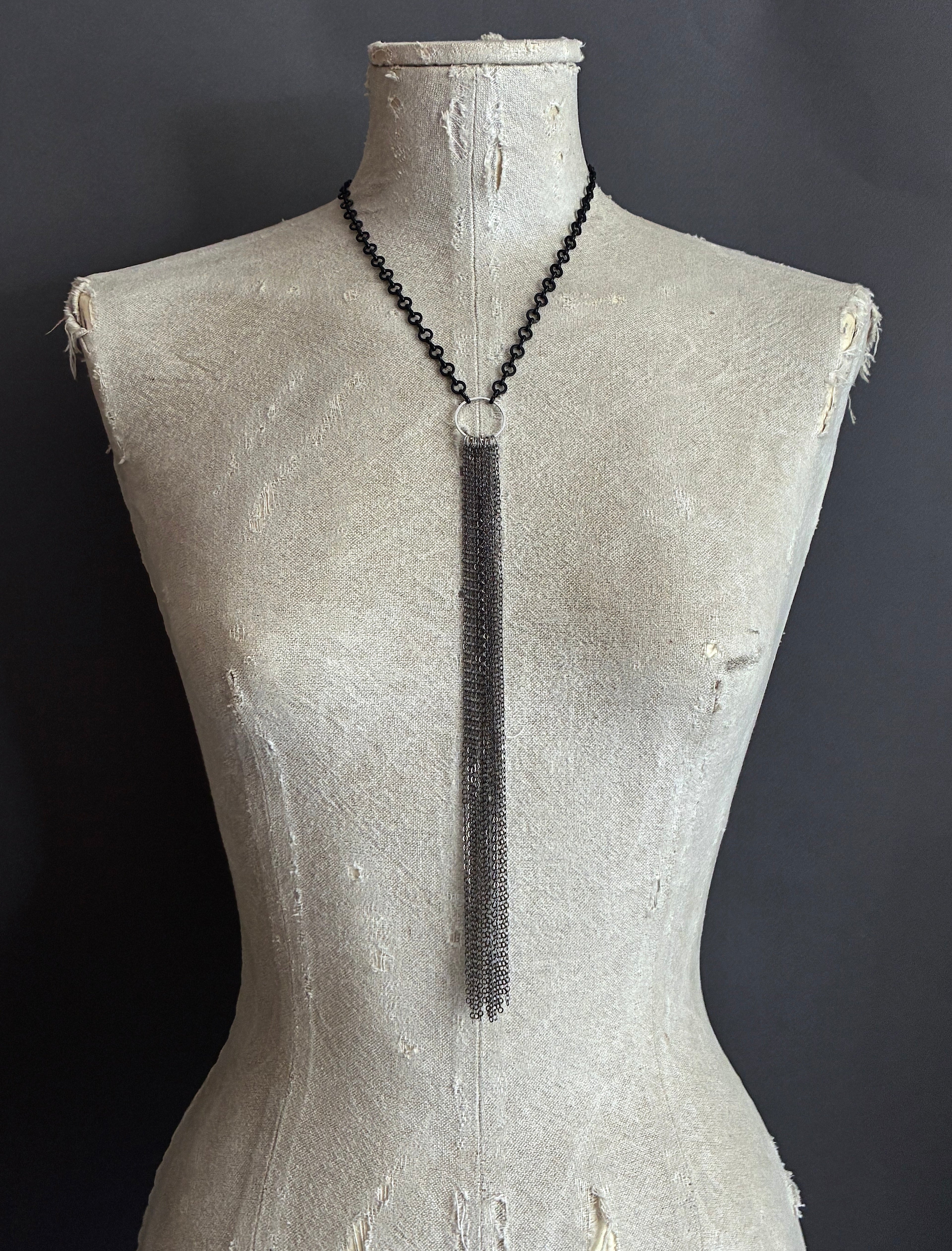 Collar Y Cascada Small Negro/Rutenio