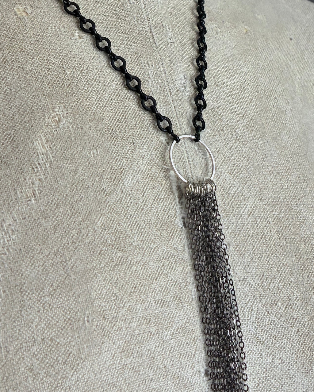 Collar Y Cascada Small Negro/Rutenio