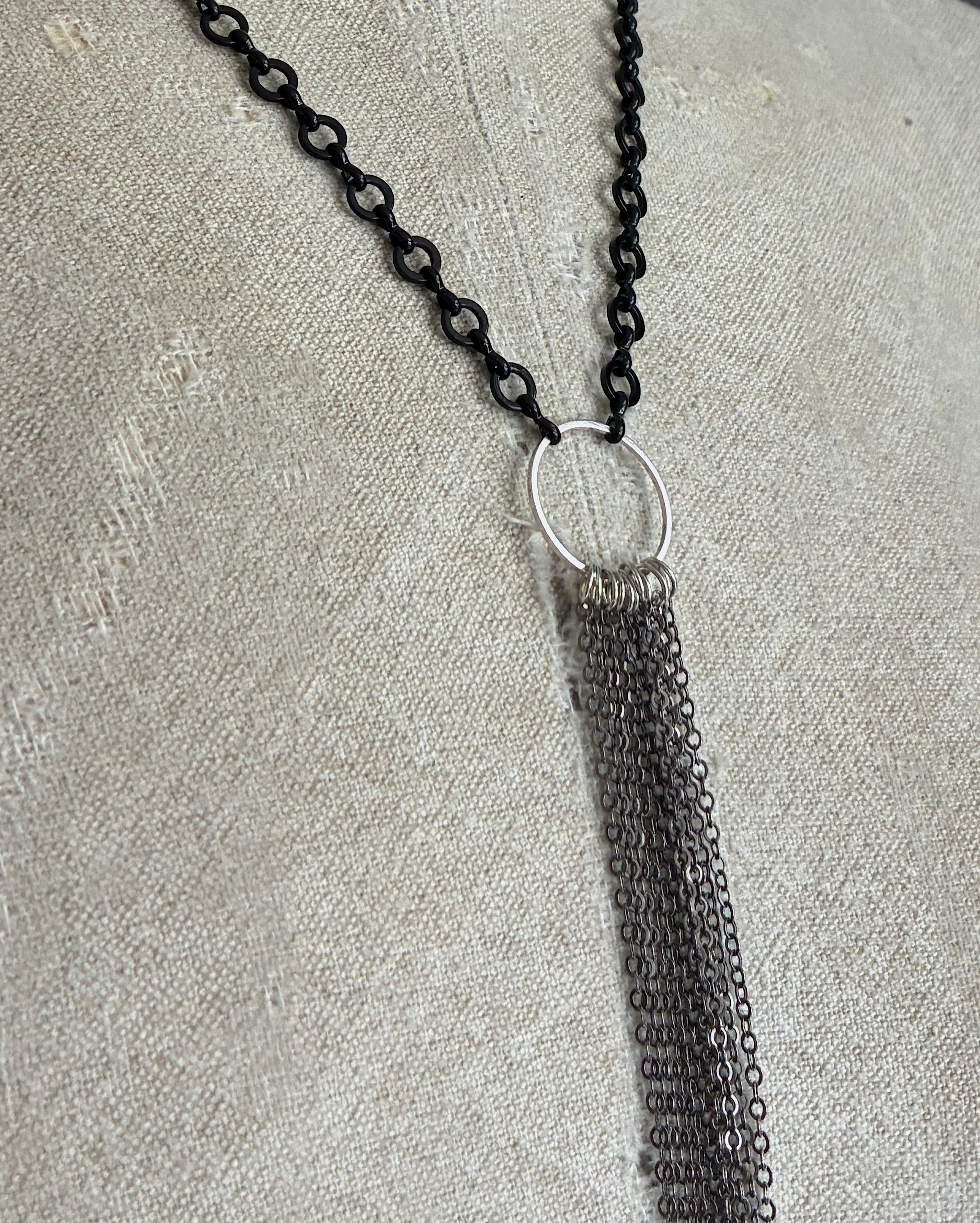 Collar Y Cascada Small Negro/Rutenio