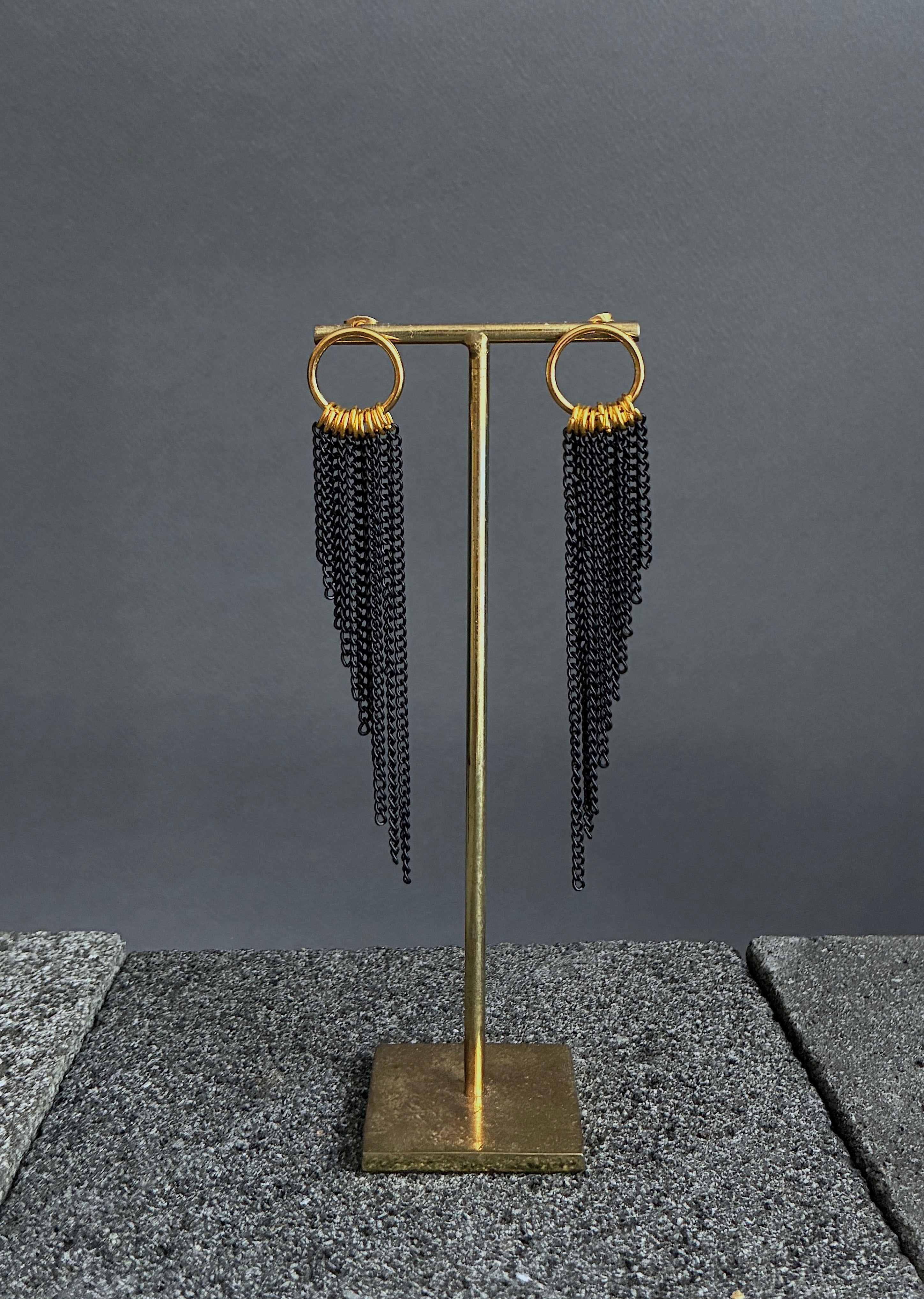 Pendientes Alas L dorados/negro