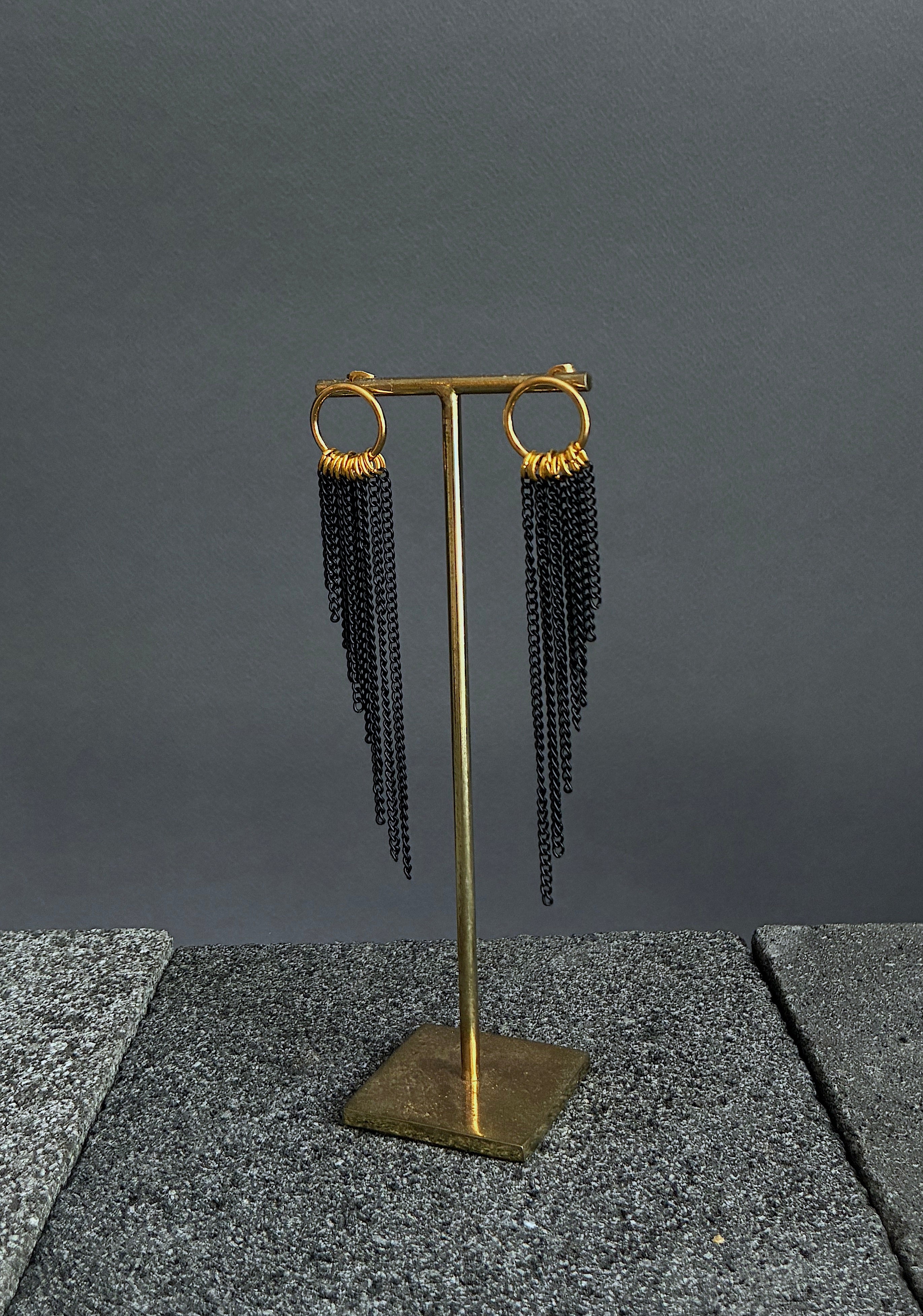 Pendientes Alas L dorados/negro