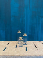 Candelabros de metacrilato y latón (set de 3)